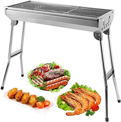 AGM Barbacoa de carbón, 680 x 320 x 730 mm | Parrilla grande plegable | Acero inoxidable grueso | para picnic, viajes, jardín, camping precio