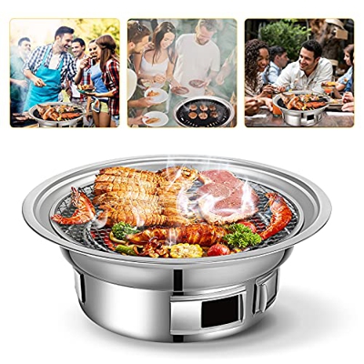 ETE ETMATE Parrilla de barbacoa de carbón de acero inoxidable plegable, barbacoa de carbón liviana y portátil, adecuada para campistas al aire libre, 
