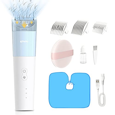 ENSSU Cortapelos silenciosos para niños y bebés, 48 dB, con succión automática, para niños autismo, kit de corte de pelo impermeable, recarga de una h