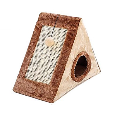 XMSIA Casas para Mascotas Pet Supply Crafts del Gato del Gato Rascador Triángulo de la Cama con la Piel de la Bola Casa Cálida para Cachorros (Color :