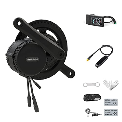 BAFANG Motor Central 250W 36V/48V BBS01 Kit de Conversión de Bicicleta Eléctrica, Pantalla LCD, Rueda de Cadena 44T con Sensor de Engranajes de Metal 