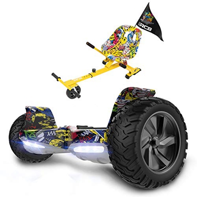 RCB Patinete Eléctrico Hoverboard 8,5" y Hoverkart Scooter Todo Terreno a Prueba de Golpes Antichoque SUV con App Control, LED Bluetooth Hoverseat Sil