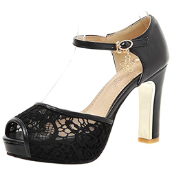 Lizzhen Mujer Elegante Tacón Alto Correa De Tobillo Tacón Ancho Sandalias Plataforma Vestido Zapatos Plataforma Negro Talla 36 EU en oferta