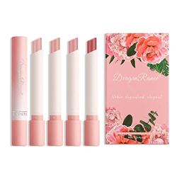Kit de lápiz labial para niñas, juego de brillo de labios con flores, lápiz labial líquido mate a prueba de agua, 4 piezas con color topo cálido, rojo características