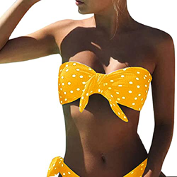 UMIPUBO Conjuntos de Bikinis para Mujer Top de Tubo de Lunares Acolchado de Dos Piezas Bikini Triangular Cintura Alta Cuello Halter Sin Tirantes Push  características