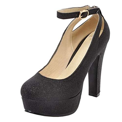 RAZAMAZA Mujer Zapatos Moda de Tacon Alto de Vestir con Plataforma Black Size 37 Asian
