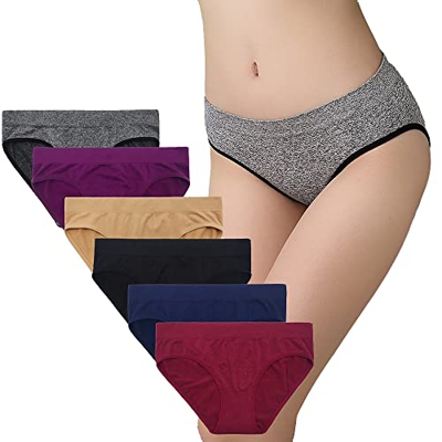 SHEKINI Braguita Bikini Invisible sin Costura de Talla Baja para Mujer Pack DE 4/6 (M, A)