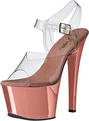Pleaser SKY-308 Clr/Rose Gold Chrome UK 4 (EU 37)