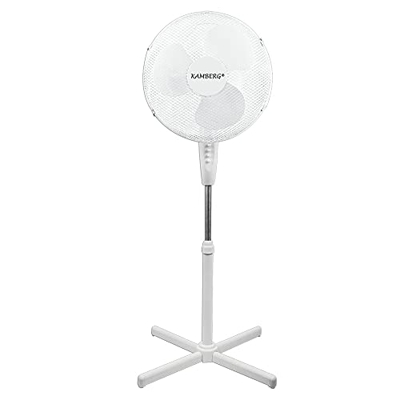 Kamberg 00008060 - Ventilador de 40 cm con patas blancas (3 velocidades, altura regulable, silencioso, rejilla segura, 45 W)