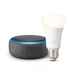 Echo Dot (3.ª generación), Tela de color antracita + Philips Hue Bombilla Inteligente (E27), compatible con Alexa en oferta