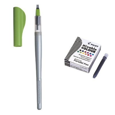 Pilot - Pluma con plumín metálico, rotulador de punta + 12 cartuchos de repuesto de colores variados, 3.8 mm
