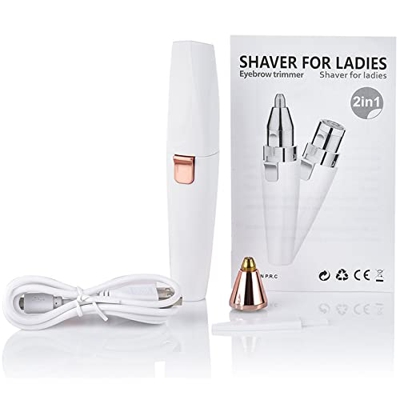 #N/D 2 en 1 Ceja Trimmer Maquinilla De Afeitar Sin dolor Labios Cuerpo Facial Removedor De Pelo Para Mujeres Hombres Con Incorporado Led Luz Usb Recar