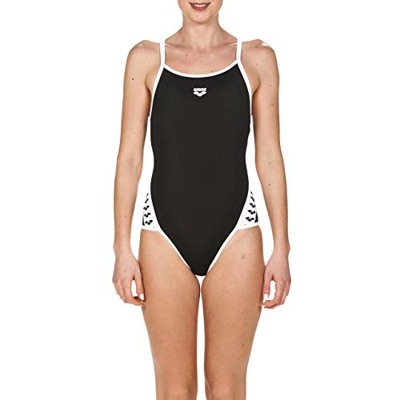 Arena W Team Stripe Super Fly Back One Piece Bañador Deportivo, Mujer, Negro (Black/White), 46