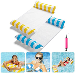 Cakunmik 2 Pack Pool Float Pool Hamock, Flotador de Agua Inflable Multiusos Floatería, Silla de Tumbona de balsa de Piscina con Bomba de Aire características