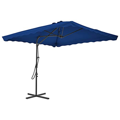 Leepesx Sombrilla de jardín con Palo de Acero Protección Solar UV para Jardín Carpas Azul 250x250x230 cm