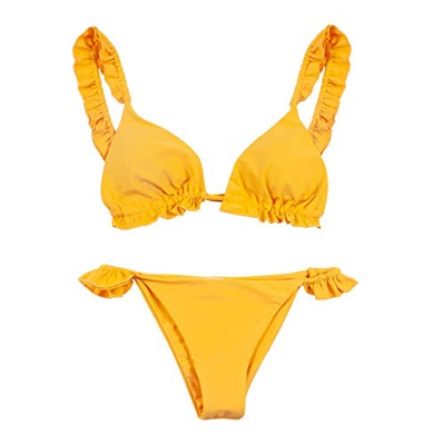 Conjunto de Bikini de Dos Piezas para Mujer Traje de baño Acolchado con Volante con Volantes en la Parte Superior XXS-M - Traje de baño Diseño Italian