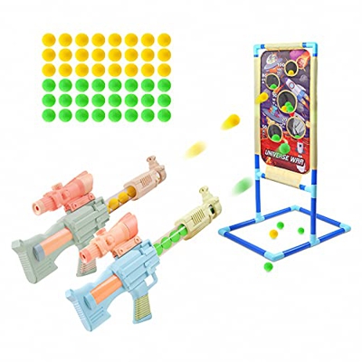 Wstbspsm Juguetes de Tiro para niños,2 Pistolas de Juguete con 48 Bolas de Espuma , Pistolas de Aire, Juguetes, Regalos de cumpleaños para niños de 3,