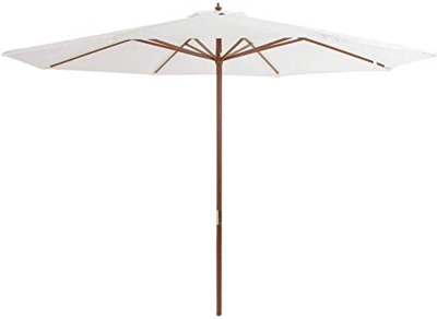FGVBC Sombrilla de Exterior con Poste de Madera 350 cm Blanco Arena Hogar y jardín Césped y jardín Vida al Aire Libre Sombrillas y sombrillas de Exter