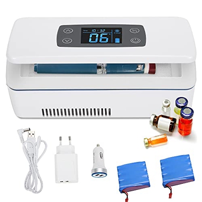 CGOLDENWALL Refrigerador de Medicamento Ultra Silencioso Nevera de Insulina Portátil de Tamaño 175x60x26mm丨con Temperatura Constante: 2-8℃丨de Fuente d