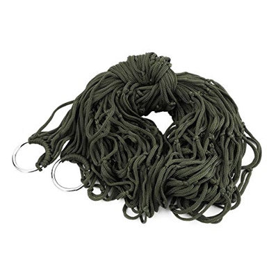 Triamisu Jardín de Nylon portátil Acampar al Aire Libre Muebles de Viaje Malla Hamaca Columpio Cama de Dormir Nylon Colgar Malla Red - Verde Militar