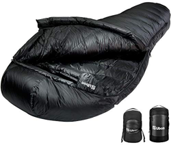 Ubon Saco de Dormir Momia Extreme Cálido Ultraligero 10ºF Mochilero Saco de Dormir para Camping Senderismo para Tres Estaciónes Cómoda Negro OneSize en oferta