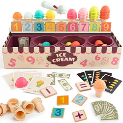 TOP BRIGHT Heladería de Juguete – Juego Educativo de Matemáticas y Lógica para Niños y Niñas de 3 a 7 años – Juego de Imitación de Helados Comida – In en oferta