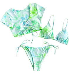 Yutdeng Bikinis Mujer 2021 Push up Bikini de Tres Puntos con Tie Dye de Conjunto de Traje de BañO Brasileños Tres Piezas Bañador Ropa precio