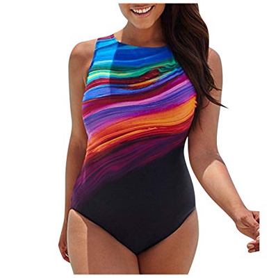JUNGE Bañadores Efecto Vientre Plano, Bañadores Cuello Halter, Bañadores Transparentes Mujer, Braguita De Bikini Alta, Bañador Mujer Pantalon Corto, B