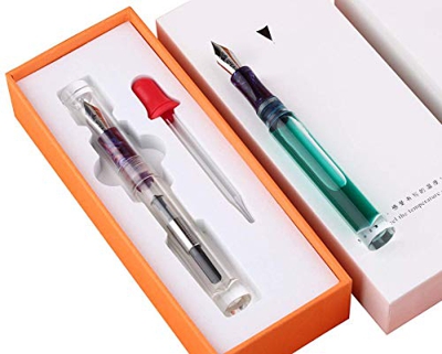 MoonmanC1 - Pluma estilográfica transparente con copos de nieve, juego de Navidad, punta fina mediana, color Punta fina y transparente. C1 Fine Nib