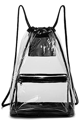 SPEEDEVE Mochila Transparente con cordón Aprobado por Estadio,5009-Negro
