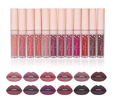 Brillo labial de 12 colores Brillo labial mate duradero a prueba de agua Lápiz labial líquido Maquillaje Cosméticos Lápiz labial