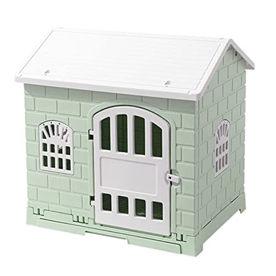 YHWD Casetas para Perros Grandes Exterior Impermeables, Base Espesa Casetas para Perros Exterior, Perro De PláStico Mediano FáCil De Instalar,Verde