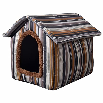 YHWD Totalmente ExtraíBle Y Lavable Casetas para Perros Interior, Gran Espacio Casitas para Perros PequeñOs, Casetas para Perros Exterior,Stripes,S