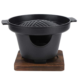 Omabeta Parrilla De Barbacoa para El Hogar, Aluminio + Materiales De Madera Parrilla De Barbacoa Estufa Sin Humo Superficie Antiadherente Lavable para precio