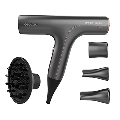 Cecotec Secador de pelo Ionico Bamba Ionicare 6000 RockStar Soft Pro. Motor Digital, Bajo Consumo, Iones Reales, Extreme Protect, Función Autolimpieza