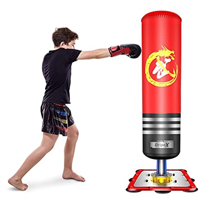 Dripex Saco Boxeo Niños, Saco de Boxeo de Pie Niños Profesional, No Hinchable, con Base de Succión, para Practicar Karate MMA Kick Boxing Bolsa de Box