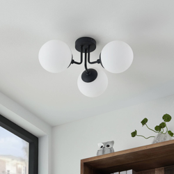 Lindby Arnella lámpara de techo, negro, opalino en oferta