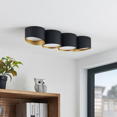 Lindby Kianush plafón 4 luces alargado negro