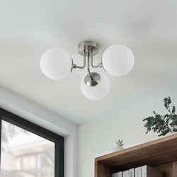 Lindby Arnella lámpara de techo, níquel, opalino precio