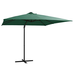 vidaXL Sombrilla Voladiza con Luces Led Parasol Paraguas Quitasol Artículos de Exterior Jardinería Terraza Aire Libre Poste Acero Verde 250x250 cm en oferta