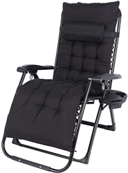 CLP Tumbona Peabody Reclinable De Acero Inoxidable I Silla para Jardín Plegable con Cojín Acolchado & Reposacabezas, Color:Negro precio