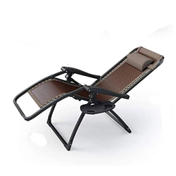 Sillón reclinable Plegable Gravedad Cero, Estructura de Acero Resistente en Hierro Cuadrado con Asiento en Fabricado en Ratán Marrón - Tumbona de jard características