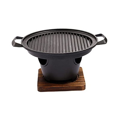 FLAMEER Barbacoa de estilo japonés, con alcohol, sin humo, utensilios de carne, diseño de rayas