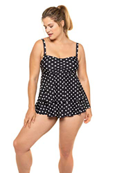 Ulla Popken Große Größen Badekleid Tupfen Volant Traje de baño de una Sola Pieza, Multicolor, 52 para Mujer características