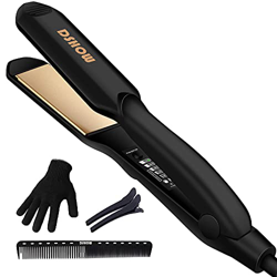 Plancha de pelo DSHOW Tourmaline Ceramic Fast Heating Easy Use Wide Straightening Iron for All Hair Types Birthday for Lady women Mom Wife Her (Negro) precio