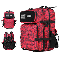 ELITEX Mochila 45L 2021 Táctica Militar Bandera USA Impermeable para Caza Aire Libre Deportes Gimnasio Portatil Oxford 900D (Rojo Camuflaje) en oferta