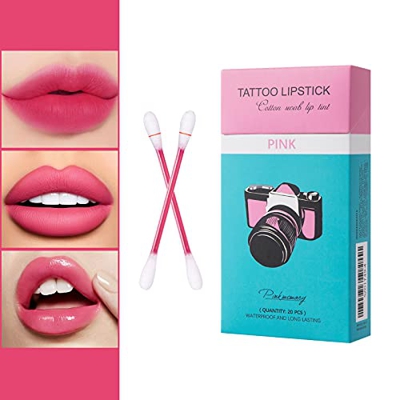 20 piezas / cajas cigarrillos desechables hisopos de algodón lápiz labial lápiz labial líquido resistente al agua duradero lápiz labial antiadherente 