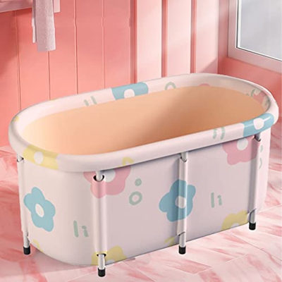 MLML Bañera portátil Plegable, Piscina de Aislamiento térmico Grueso, Piscina de Hielo Caliente para SPA de baño Familiar, fácil de Instalar Pink-31x2