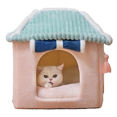 YHWD Casa De Perrito Interior Desmontable, Casitas para Perros PequeñOs con Persianas Enrollables, Casa De Perro Gran Espacio FáCil De Limpiar,Tibetan