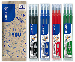 Pilot – Lote de 4 paquetes de 3 recambios – FriXion Ball 0,5 – Recargas bolígrafo borrable – azul, negro, verde, rojo – Punta fina precio